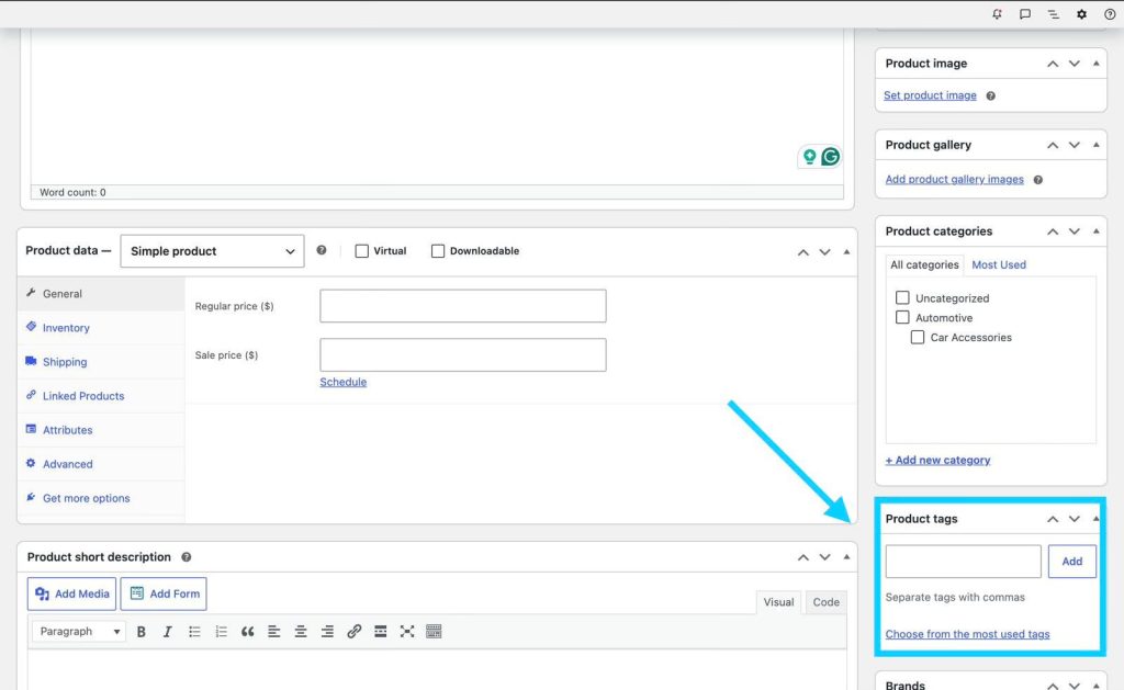 WooCommerce product tags